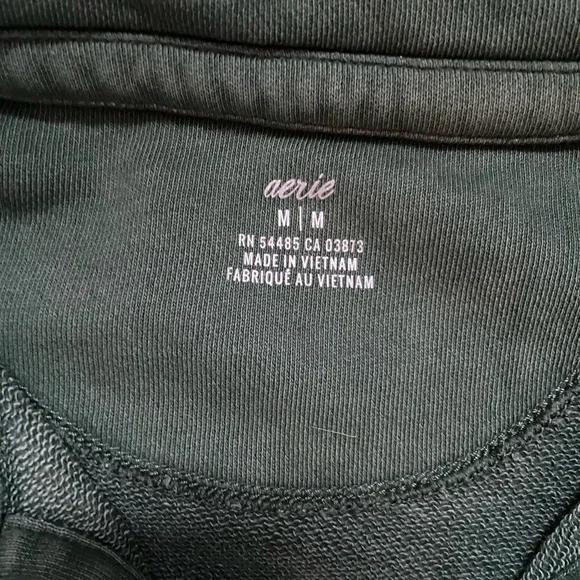 aerie Oversized Green Pullover V Neck Collared Sweatshirt Size Medium - Picture 2 of 12